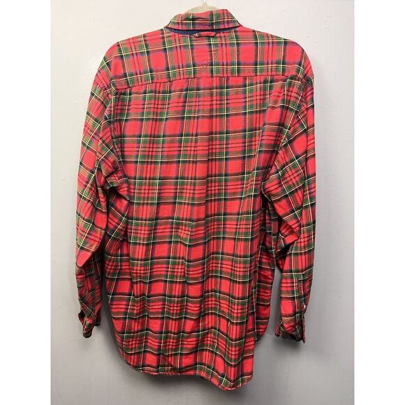 Vtg Tommy Hilfiger Shirt‎ Mens Medium Plaid Red Green Flannel Cotton Button - Picture 2 of 5